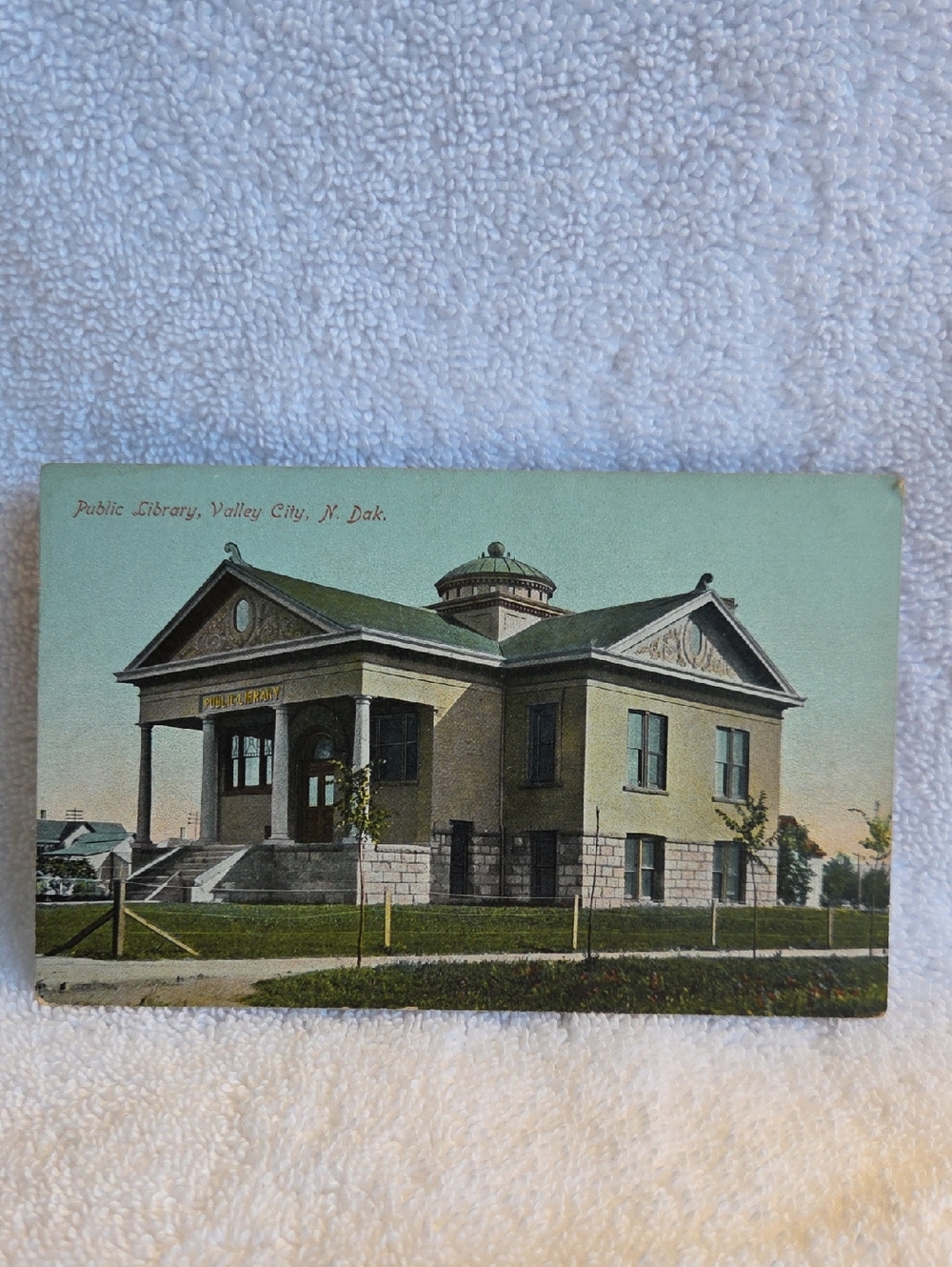 Vintage Public Library Photography Print in Green and Cream